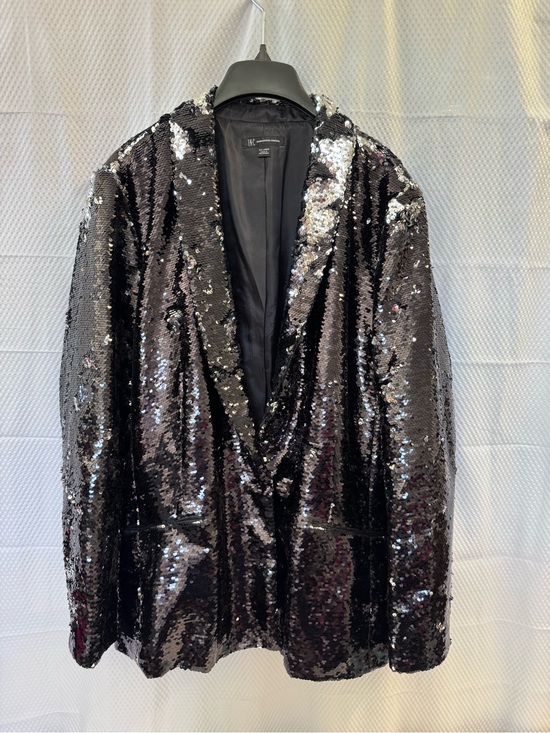 INC International Concepts Jackets & Blazers - INC International Concepts Black - Silver Changin Sequin Blazer with Notch Lapel